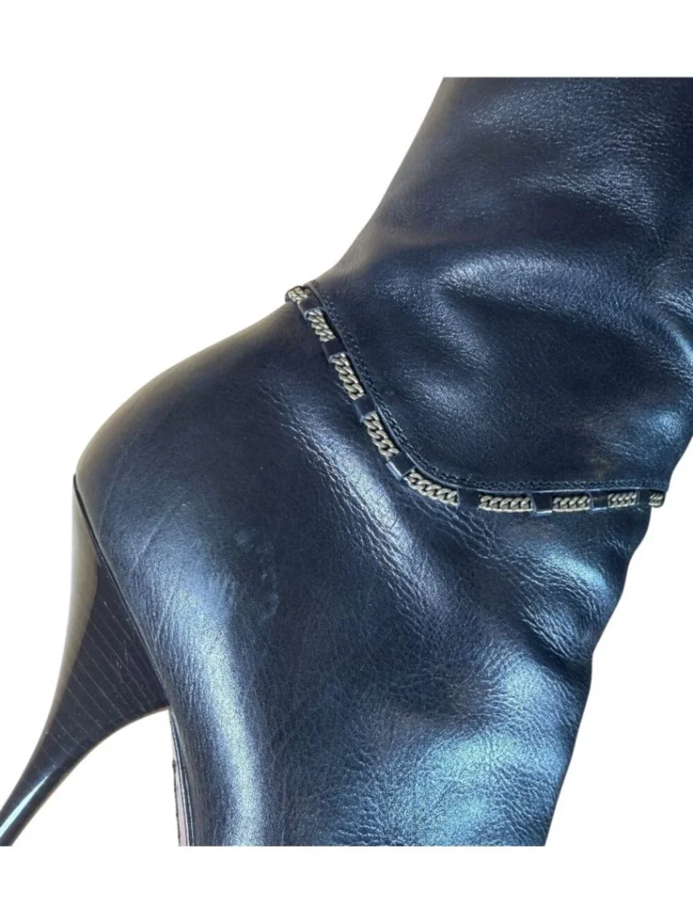 Louis Vuitton Black Chain Reaction Leather Vintage High Heel Boots Size EU 39.5